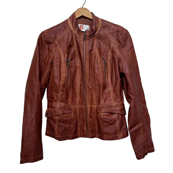 Bernardo Brown Faux Leather Motorcycle Jacket Small - Picture 1 of 9